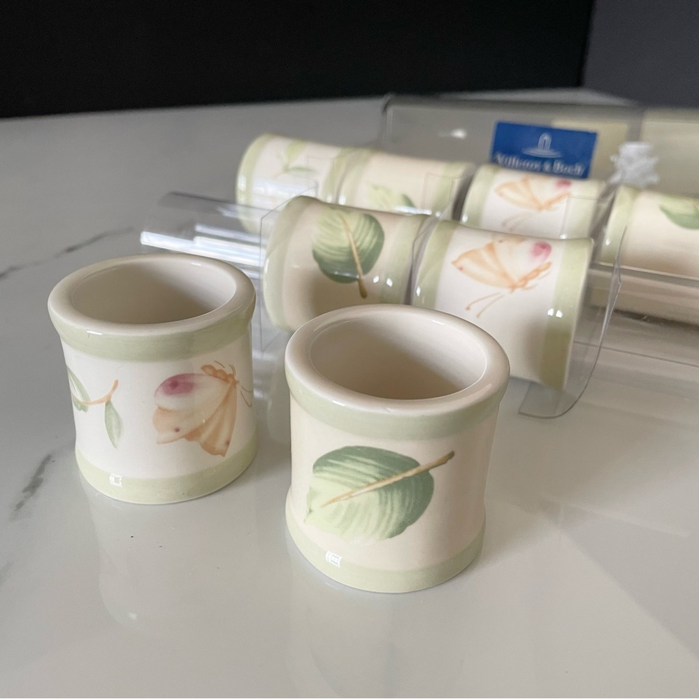 SET of 8 Floral / Leaf Napkin Rings by Villeroy & Boch